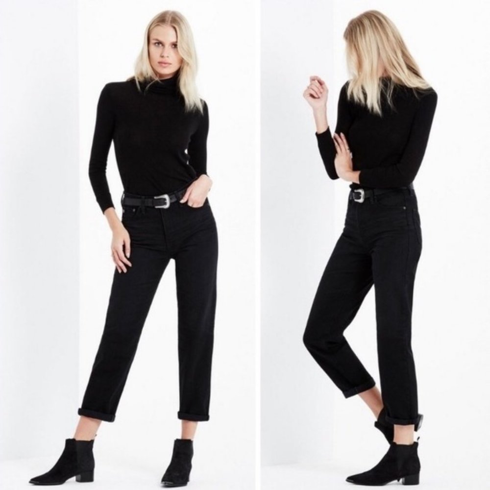 Adriano Goldschmied AG-ED Phoebe Vintage High Waisted Tapered Leg Black Jeans 26